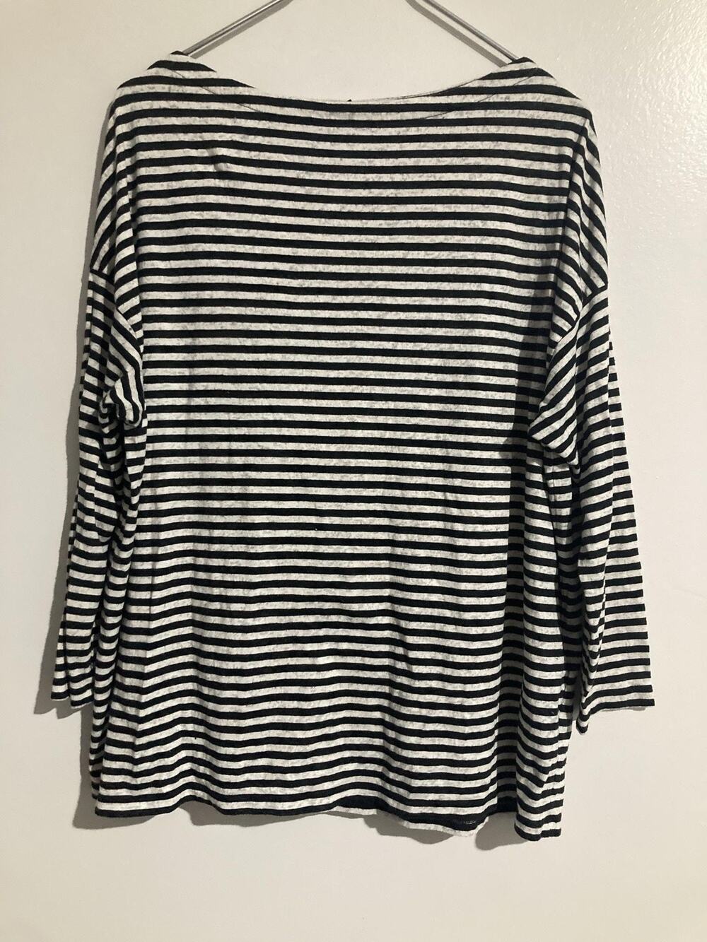 AllSaints T-Shirt Womens S Black Striped Tunic Boat Neck Lightweight Jersey